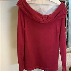 Red sweater with boat neck